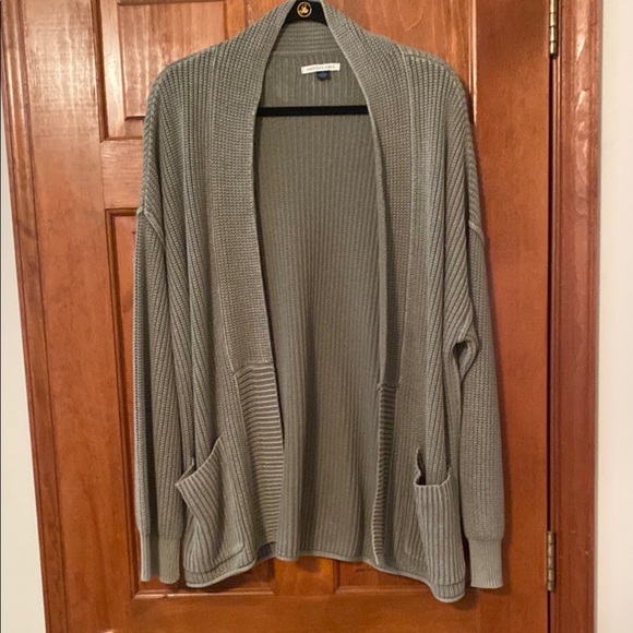 American Eagle Outfitters Sage Green Ribbed Knit Open Front Cardigan Size Large - Picture 1 of 9